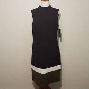 NWT AGB black/white/olive sleeveless dress